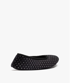 chaussons femme ballerines en velours a pois metallises noirC780701_4