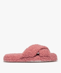 GEMO Chaussons femme mules ouvertes en maille bouclette Rose