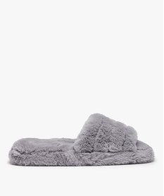 GEMO Chaussons mules unies en textile peluche femme Gris