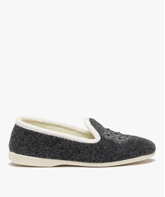 GEMO Chaussons femme avec dessus en feutrine brodée Gris