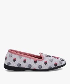 GEMO Chaussons femme en velours ras imprimés chat Gris