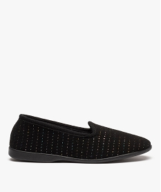 GEMO Chaussons femme style charentaises avec fil métallisé Noir
