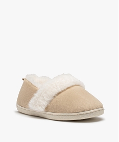 chaussons femme fourres dessus en suedine unie beigeC782501_2