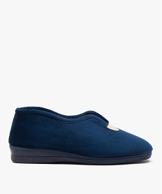 GEMO Chaussons femme confort en velours uni bleu standard