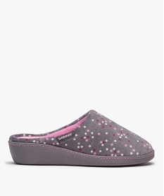 GEMO Chaussons femme mules à talon en velours - Isotoner Gris