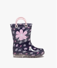 bottes de pluie bebe fille a anses et semelle lumineuse motif fleuri bleuC808001_1