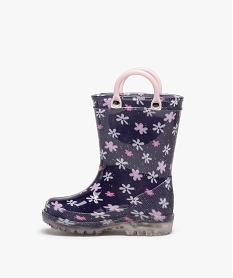 bottes de pluie bebe fille a anses et semelle lumineuse motif fleuri bleuC808001_3