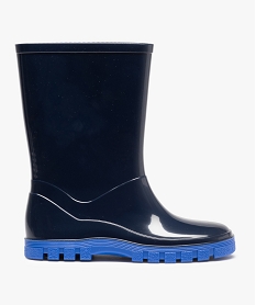 GEMO Bottes de pluie garçon à semelle crantée contrastante Bleu