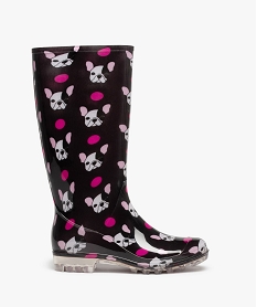 GEMO Bottes de pluie femme fantaisie imprimées chiens Noir