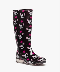 bottes de pluie femme fantaisie imprimees chiens noirC810601_2