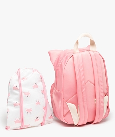 sac a dos maternelle fille imprime renard avec pochette assortie roseC811801_2