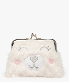 porte-monnaie enfant ours en maille peluche blanc sacs et cartablesC812201_1