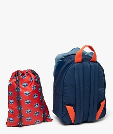 sac a dos maternelle garcon dinosaure avec pochette assortie bleuC813101_2