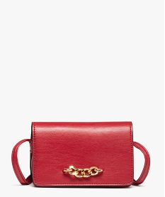 pochette femme avec rabat et chaine metallique rouge porte-monnaie et portefeuillesC813601_1