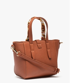sac femme rigide avec foulard sur lune des anses orange sacs a mainC816101_2