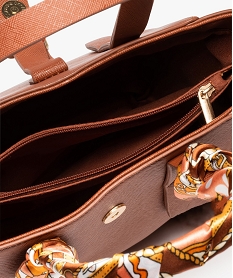 sac femme rigide avec foulard sur lune des anses orange sacs a mainC816101_3