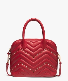 GEMO Sac femme avec devant matelassé et clous métalliques Rouge