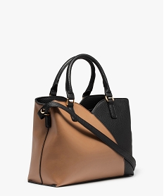 sac femme bicolore de forme rectangle noir sacs a mainC816801_2