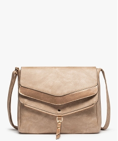 sac femme forme besace en matiere grainee avec touches pailletees beige standard sacs bandouliereC818401_1