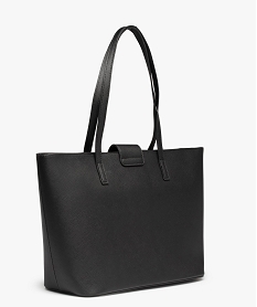 sac cabas femme rigide en matiere texturee noir sacs a mainC821901_2