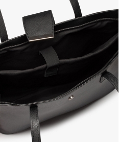 sac cabas rigide en matiere texturee femme noir sacs a mainC821901_3