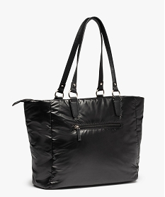 sac cabas femme en matiere deperlante matelassee noir sacs a mainC822501_2