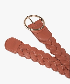 ceinture femme tressee avec boucle ronde en metal orangeC822901_2