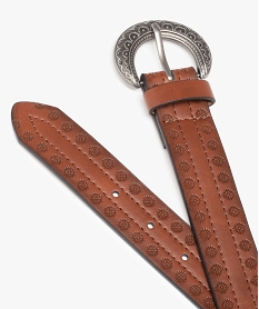 ceinture femme a motifs embosses a boucle originale brunC824801_2