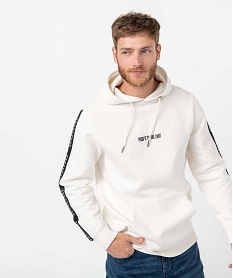 sweat homme a capuche avec inscriptions blanc sweatsC826601_1