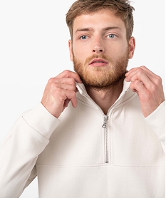 sweat homme a col camionneur zippe beige sweatsC826701_2