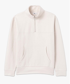 sweat homme a col camionneur zippe beige sweatsC826701_4