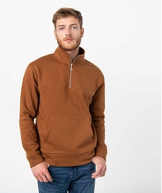 sweat homme a col camionneur zippe brunC826801_1