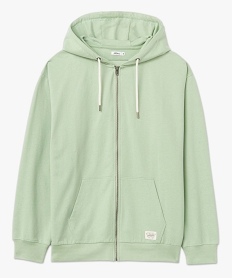 sweat homme zippe a capuche interieur bouclettes vert sweatsC827901_4