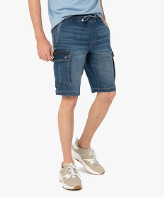 bermuda en jean homme coupe cargo delave eco-concu gris shorts en jeanC830001_1