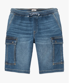 bermuda en jean homme coupe cargo delave eco-concu gris shorts en jeanC830001_4