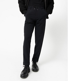 GEMO Pantalon homme en toile avec taille ajustable Noir