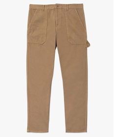 pantalon homme coupe regular avec larges poches plaquees brun pantalons de costumeC831901_4