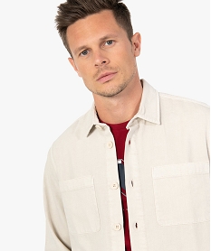 sur-chemise homme unie aspect denim beige chemise manches longuesC832701_2