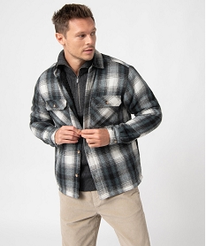 GEMO Sur-chemise homme à carreaux doublée sherpa Blanc