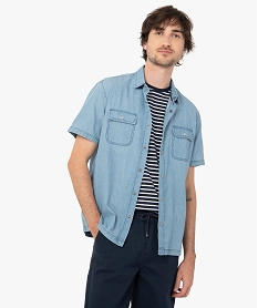 chemise homme a manches courtes en chambray grisC834501_1