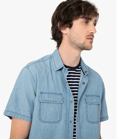 chemise homme a manches courtes en chambray grisC834501_2