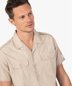 chemise homme a manches courtes saharienne beige chemise manches courtesC834601_1