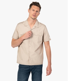 chemise homme a manches courtes saharienne beige chemise manches