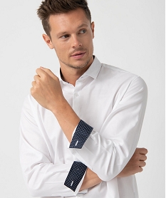 chemise homme en maille texturee blanc chemise manches longuesC835601_2