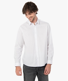 chemise homme a manches longues coupe regular en coton stretch blanc chemise manches longuesC835701_1