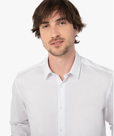 chemise homme a manches longues coupe regular en coton stretch blanc chemise manches longuesC835701_2
