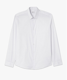 chemise homme a manches longues coupe regular en coton stretch blanc chemise manches longuesC835701_4