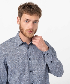 chemise homme a micro motifs multicolore chemise manches longuesC836201_2