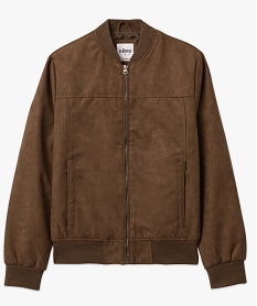 GEMO Blouson homme en suédine unie fermeture zippée Brun