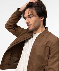 blouson homme en suedine unie fermeture zippee brunC838801_2